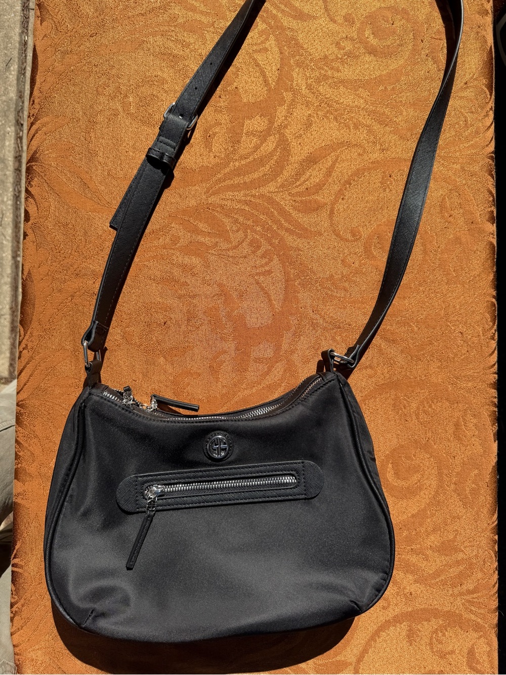 Giani Bernini Black Nylon Crossbody Shoulder Bag with Dual Compartments